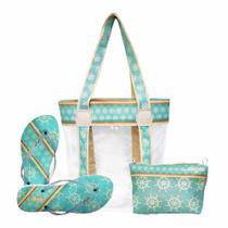 Kit Feminino Praia Iate Bolsa Chinelo Necessaire Magicc Bolsas