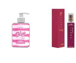 Kit Femme Perfume Pheromones 30ML + Blow Girl Gel Sexo Oral 320ml Hot Flowers