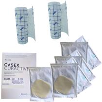 Kit Feridas 8 Placas Hidrocoloide + Curativo Filme Transparente 2m