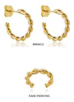 Kit Fernanda - Brinco Argola Torcida + Fake Piercing Banhado em Ouro 18k Kit Fernanda - Brinco Argola Torcida + Fake Piercing Banhado em Ouro 18k