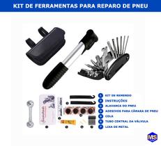 Kit Ferramenta Bike Remendo Reparo Manutenção Pneu Corrente Kit Ferramenta Bike Remendo Reparo Manutenção Pneu Corrente