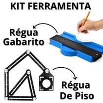 Kit Ferramenta com Régua Gabarito e Régua de Piso Multi Angulos Precisão para Corte Medição e Moldes