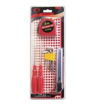 Kit Ferramenta Com Trena + Estilete E Acessorios 9 Pecas - Saz