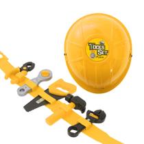 Kit Ferramenta Infantil Educativo Capacete Cinto Cor Amarelo