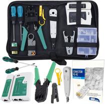 Kit Ferramenta Testador Cabo Rede Alicate Crimpar + 110 Conectores RJ45