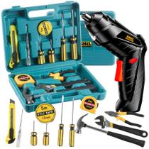 Kit Ferramentas 13 Peças Parafusadeira Elétrica 5V Kit Completo para Montagem de Móveis, Reparos Domésticos e Manutenção Residenc Snel Ferramentas