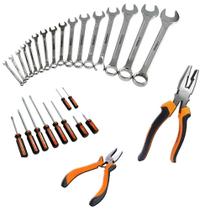 Kit Ferramentas 28 Peças Chave Combinada 6 a 32mm Fenda Phillips Alicate Universal Bico Isolado