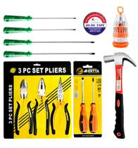 Kit Ferramentas 3 Alicates Martelo 3 Fendas 3 Philips Fita Chaves de Precisão 42pçs