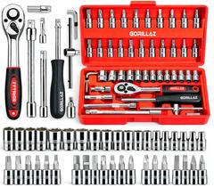 Kit Ferramentas 46 Peças Chave Philips Soquete Cromo Vanádio Prateado Kit Ferramentas 46 Peças Chave Philips Soquete Cromo Vanádio Prateado
