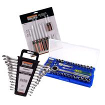 Kit Ferramentas 62 Peças Soquete, Chaves Combinada Fenda e Phillips