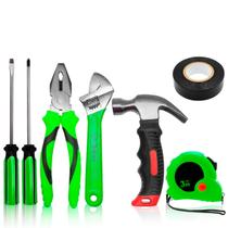 Kit Ferramentas Alicate Chave De Fenda Inglesa Philips Martelo 7 Peças