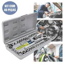Kit Ferramentas Chave Catraca Reversível Soquetes 40 Peças Kit Ferramentas Chave Catraca Reversível Soquetes 40 Peças
