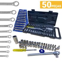 Kit Ferramentas Chave Combinada Boca Estrela 6a17mm Jogo Soquete Catraca Canhão Pito 50 pçs