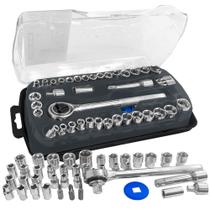 Kit ferramentas Chave Soquete Catraca Reversível Profissional 41 Peças com estojo - Idea Kit ferramentas Chave Soquete Catraca Reversível Profissional 41 Peças com estojo - Idea