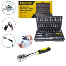 Kit Ferramentas Conjunto Chaves Canhao Catraca 46 Peças Profissional Essencial para Trabalhos Precisos e Eficientes