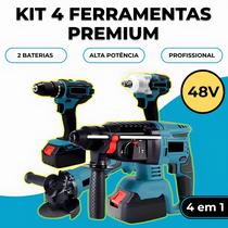 Kit Ferramentas Elétricas - Martelete + Parafusadeira + Esmerilhadeira + Furadeira 48v Premium