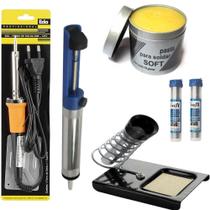 Kit Ferramentas Ferro Solda Tubetes Sugador Suporte e pasta