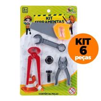 Kit Ferramentas Infantil 6 Pçs Conj Completo Colorido Menino Engenheiro Caixa Ferramenta - Art Brink