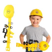 Kit Ferramentas Infantil Cinto Capacete Brinquedo Com Acessorios Chaves Alicate Completo