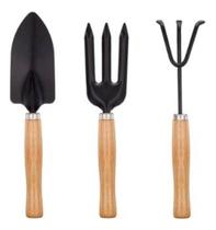 Kit Ferramentas Jardinagem Metal Com Cabo Madeira 3pcs Kit Ferramentas Jardinagem Metal Com Cabo Madeira 3pcs