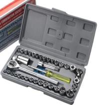 Kit Ferramentas Jogo De Soquete 40 Peças Chave Catraca Pito