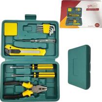 Kit Ferramentas Maleta Jogo 12 Peças Multiuso Caixa com Alicate Chave Philips Estilete Cabo Adaptador ChaveTeste Trena