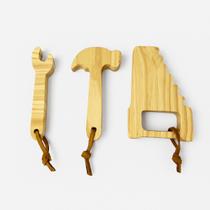 Kit Ferramentas Montessori Madeira Educativo Infantil 3 Pçs