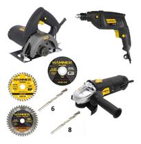 Kit Ferramentas Serra Marmore + Esmerilhadeira + Furadeira + Acessórios