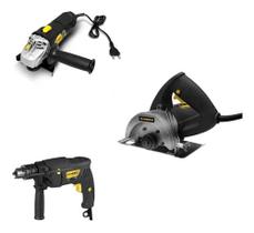 Kit Ferramentas Serra Mármore + Esmerilhadeira + Furadeira