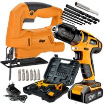 Kit Ferramentas Serra Tico Tico 550W Corta Madeira e Aço com Parafusadeira e Furadeira 12v 12k3 WAP Kit Ferramentas Serra Tico Tico 550W Corta Madeira e Aço com Parafusadeira e Furadeira 12v 12k3 WAP