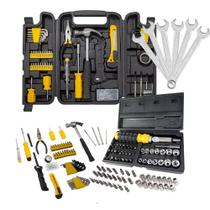 Kit ferramentas soquetes chaves c/ 176 pçs aço maleta