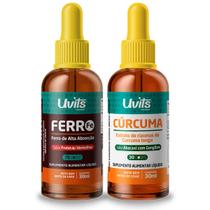 Kit Ferro Bisglicinato Liquido 30ml e Curcuma Liquida 30ml Uvits