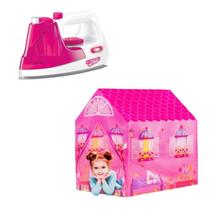 Kit Ferro De Passar Roupa Brinquedo + Barraca Princesa Rosa