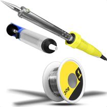 Kit Ferro de Solda 100W 127V Acompanha Carretel de Estanho 30g + Sugador de Solda 19cm