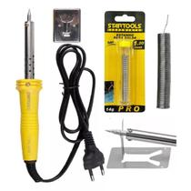 Kit Ferro de Solda 127V 40w Profissional Com Suporte Soldador + Tubo Estanho