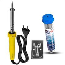 Kit Ferro de Solda 30w 127v + Tubo Estanho 1mm 22g