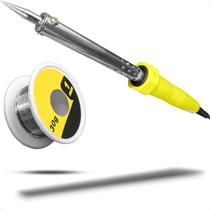 Kit Ferro de Solda 60w 127v Profissional + Rolo Fio Estanho
