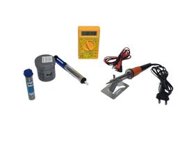 Kit Ferro De Solda 60w 220v Multimetro Digital Sugador Estanho pasta Kit Ferro De Solda 60w 220v Multimetro Digital Sugador Estanho pasta