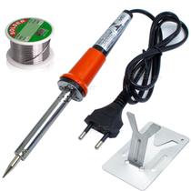 Kit Ferro de Solda 60w Com Suporte Ponta Fina E Estanho Profissional