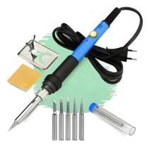 Kit Ferro De Solda 60W Estanho Com Fluxo De Solda 6 Pontas E