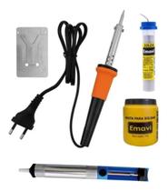 Kit Ferro De Solda 60w + Pasta Solda + Estanho 25g + Sugador Kit Ferro De Solda 60w + Pasta Solda + Estanho 25g + Sugador