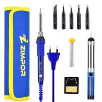 Kit Ferro De Solda Com Regulagem De Temperatura Capa Zimpor 220v 110V Kit Ferro De Solda Com Regulagem De Temperatura Capa Zimpor 220v 110V