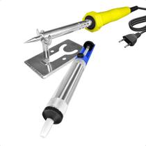 Kit Ferro de Solda Elétrico 100W 127v com Suporte + Sugador de Solda Kit Ferro de Solda Elétrico 100W 127v com Suporte + Sugador de Solda