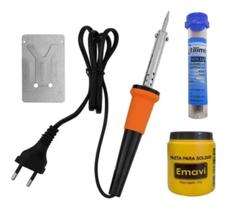 Kit Ferro De Solda Profissional 40w Estanho E Pasta De Solda