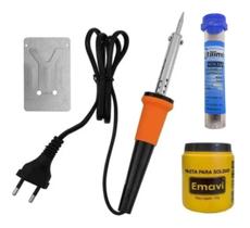 Kit Ferro De Solda Profissional 40w Estanho E Pasta De Solda
