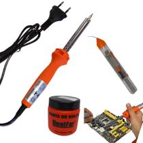 Kit Ferro De Solda Profissional 60w 127V Estanho Pasta De Solda