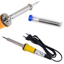 Kit Ferro De Solda Soldar Soldador 110v ou 220v 40w ou 60w Com Estanho