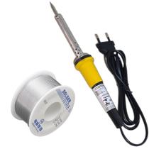 Kit Ferro De Solda Soldar Soldador 220v 40w ou 60w Com Rolo de Estanho Manutenção