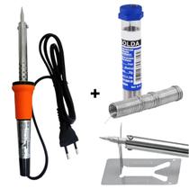 Kit Ferro De Solda Soldar Soldador 40W 127V / 200V Estanho Profissional + Suporte Ferro Kit Ferro De Solda Soldar Soldador 40W 127V / 200V Estanho Profissional + Suporte Ferro