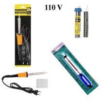 Kit Ferro De Solda + Sugador + Tubete Em Fio 30W 110V